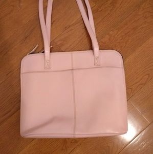 Pink leather handbag